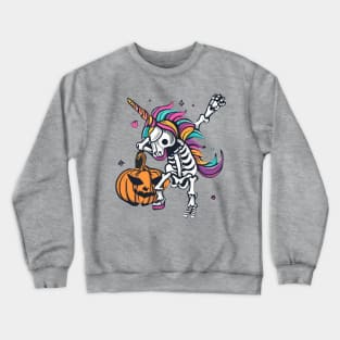 Unicorn Zombie Skeleton Dabbing Pumpkin: Spooktacular Halloween Crewneck Sweatshirt